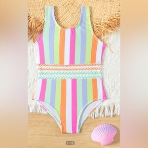 Baby Girl One-Piece Rainbow Striped Swimsuit